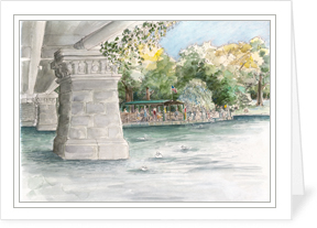 MEMullinArt - Waiting for the Swan Boat, Boston Public Garden Notecard