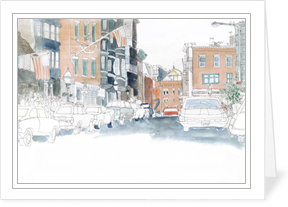 MEMullinArt - Hanover Street, North End Boston Notecard