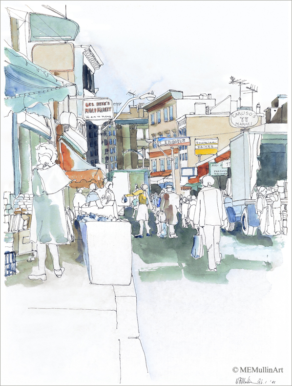 MEMullinArt - Market Day, North End Boston
