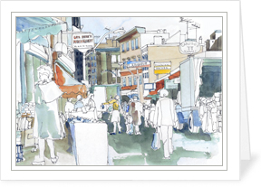 MEMullinArt - Market Day, North End Boston Notecard