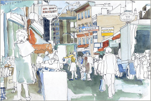 MEMullinArt - Market Day, North End Boston