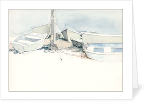 Dinghies at Low Tide notecard by MEMullin