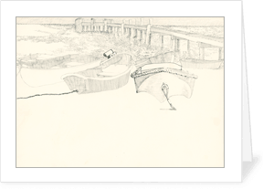 Dinghies off the Dock  Notecard by Mary Mullin