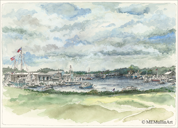 Crosby Boat Yard print by MEMullinArt
