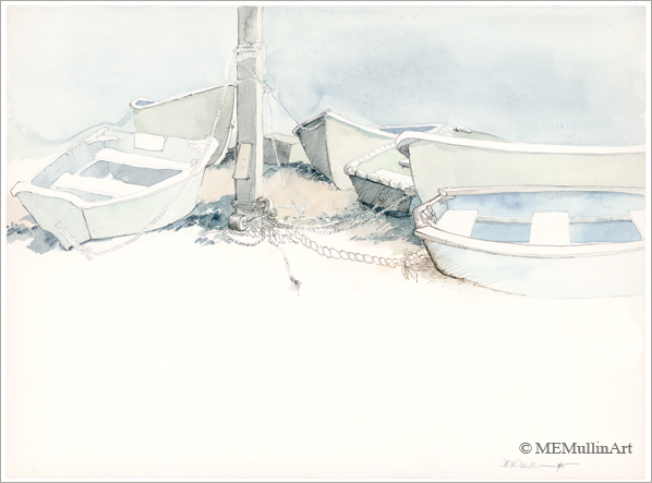 Dinghies at Low Tide print by MEMullin