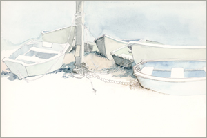Dinghies at Low Tide by MEMullin