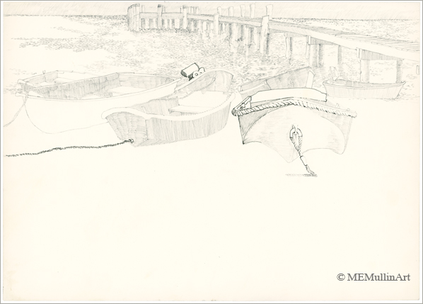 Dinghies off the Dock print by Mary Mullin