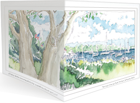 Flags Over West Bay wraparound notecard by Mary Mullin