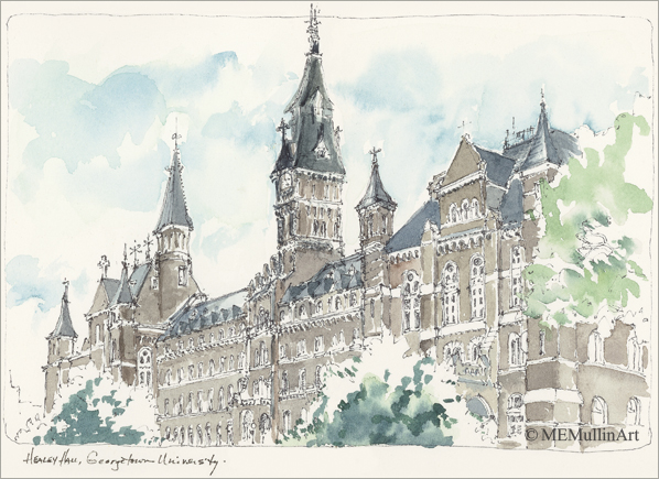 Healey Hall, Georgetown University print by MEMullinArt