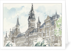Healy Hall, Georgetown University notecard by MEMullinArt