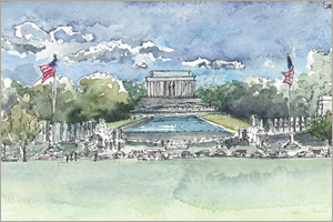 The National Mall. WWII Memorial to the Lincoln Memorial print by MEMullin