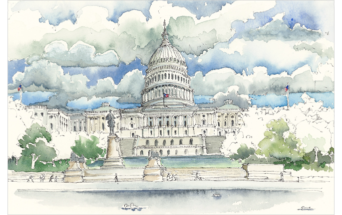 The West Front of the Capitol with the Grant Memorial
