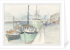 MEMullinArt - Tied Up At The Boston Fish Pier Notecard