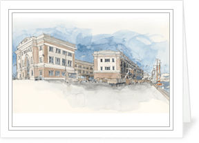 MEMullinArt - The Exchange, Boston Fish Pier Notecard