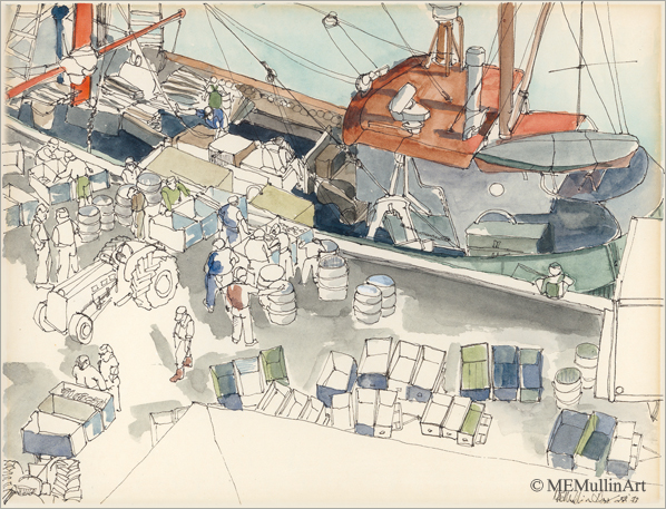 MEMullinArt - Fishing Trawler Along the Pier