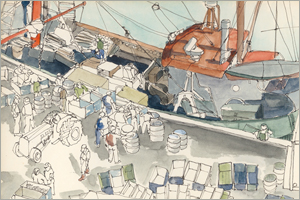 MEMullinArt - Fishing Trawler Along the Pier