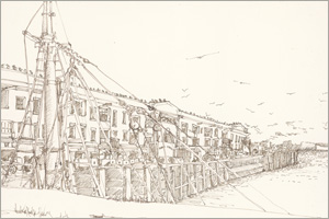 MEMullinArt - Gulls Over The Boston Fish Pier