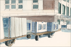 MEMullinArt - Empty Ice Carts, The Boston Fish Pier