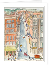 Via del Condotti, Rome notecard by Mary Mullin