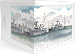 Ships in San Diego wraparound card by Mary Mullin