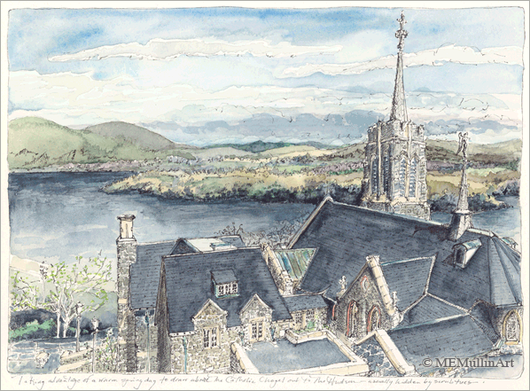 MEMullinArt -- Above the Catholic Chapel to the Hudson