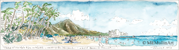 Waikiki print by Mary Mullin